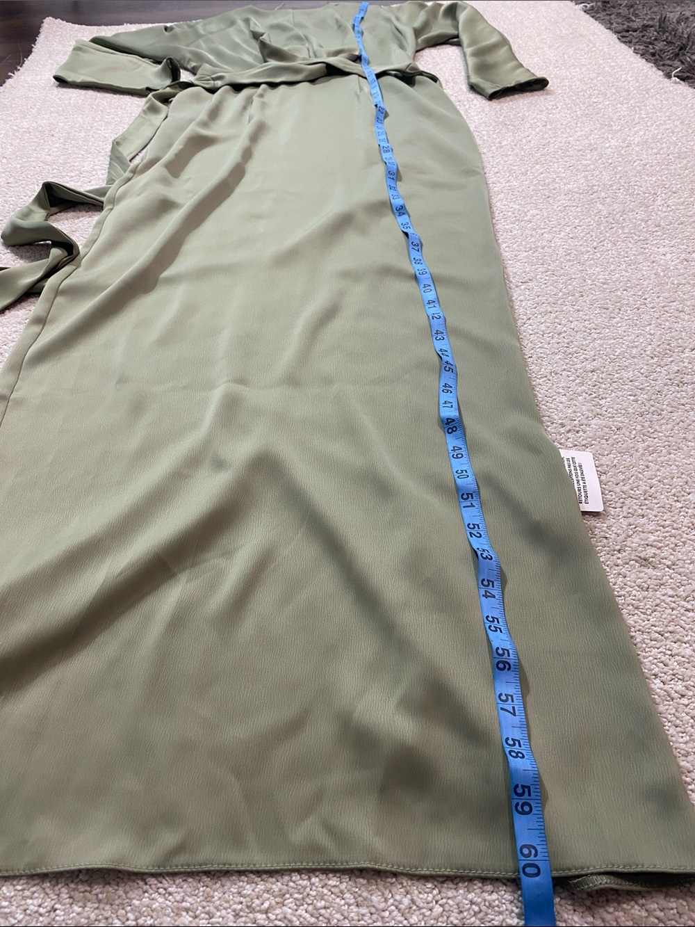 ASOS Sage Green Long Sleeve Twist-Waist Maxi Dress Size 4 US - Picture 13 of 15